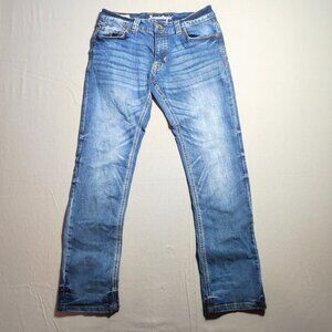 Jeaniologie jeans men's size 28 hard washed blue straight fit stretch